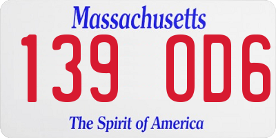 MA license plate 139OD6