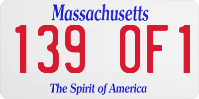 MA license plate 139OF1
