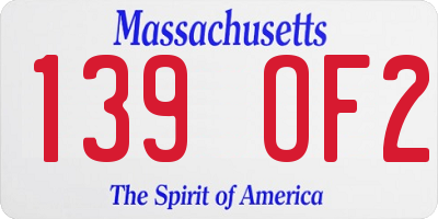 MA license plate 139OF2