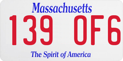MA license plate 139OF6