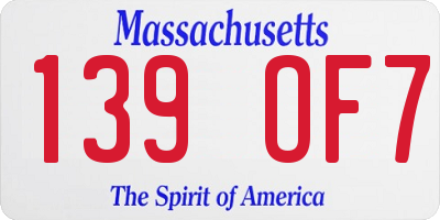 MA license plate 139OF7