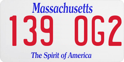 MA license plate 139OG2