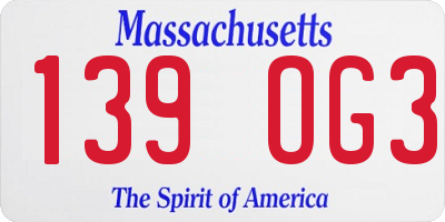 MA license plate 139OG3