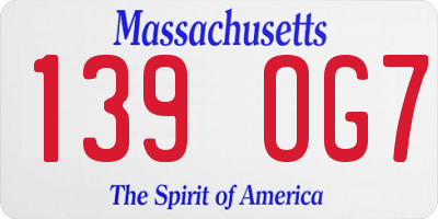 MA license plate 139OG7