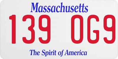 MA license plate 139OG9