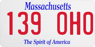 MA license plate 139OH0