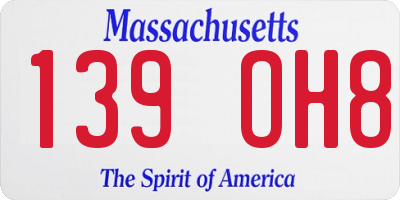 MA license plate 139OH8