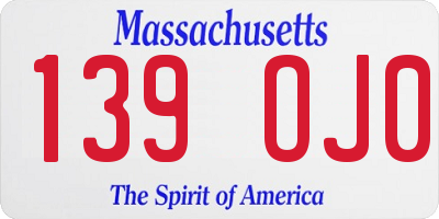 MA license plate 139OJ0
