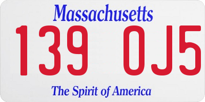 MA license plate 139OJ5