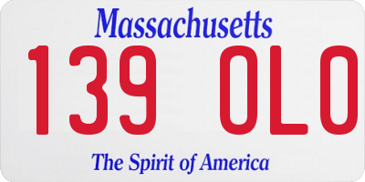 MA license plate 139OL0