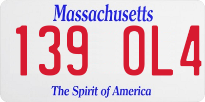 MA license plate 139OL4