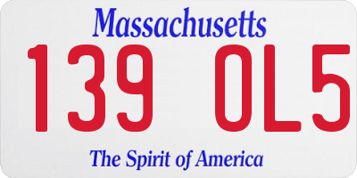 MA license plate 139OL5