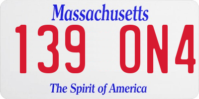 MA license plate 139ON4