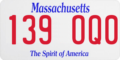 MA license plate 139OQ0