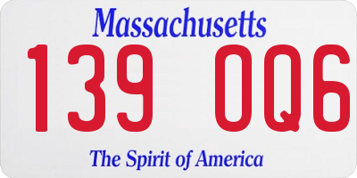 MA license plate 139OQ6