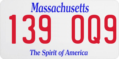 MA license plate 139OQ9