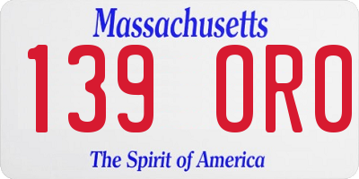 MA license plate 139OR0