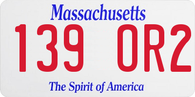 MA license plate 139OR2