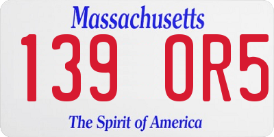 MA license plate 139OR5