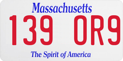MA license plate 139OR9