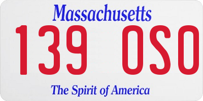 MA license plate 139OS0