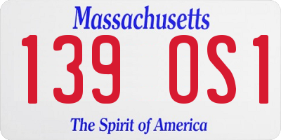 MA license plate 139OS1