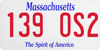 MA license plate 139OS2