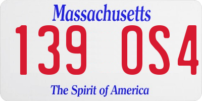 MA license plate 139OS4