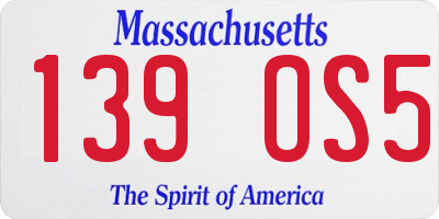 MA license plate 139OS5