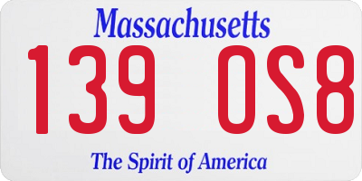 MA license plate 139OS8