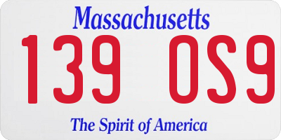 MA license plate 139OS9