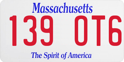 MA license plate 139OT6