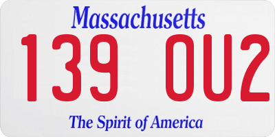MA license plate 139OU2