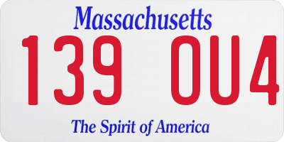 MA license plate 139OU4