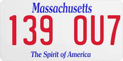 MA license plate 139OU7
