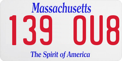 MA license plate 139OU8