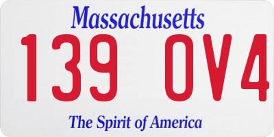 MA license plate 139OV4