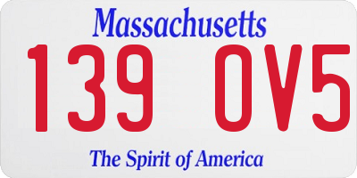 MA license plate 139OV5