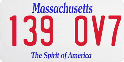 MA license plate 139OV7