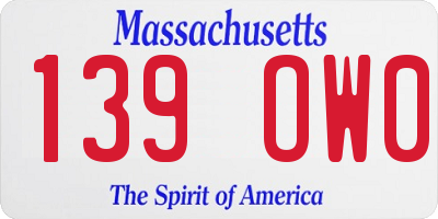 MA license plate 139OW0