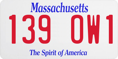 MA license plate 139OW1