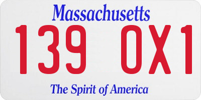 MA license plate 139OX1