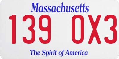 MA license plate 139OX3
