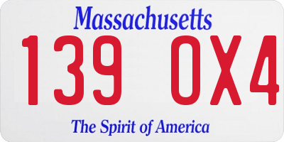 MA license plate 139OX4