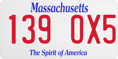 MA license plate 139OX5