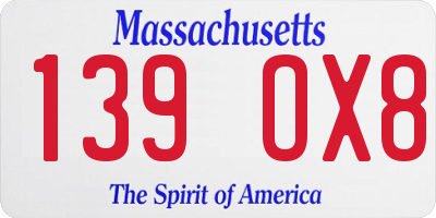 MA license plate 139OX8