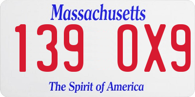 MA license plate 139OX9