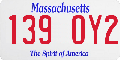 MA license plate 139OY2