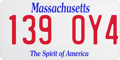 MA license plate 139OY4