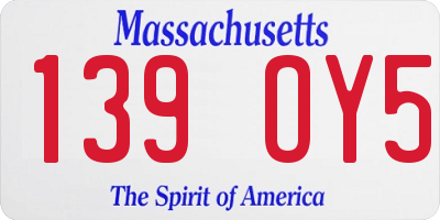 MA license plate 139OY5